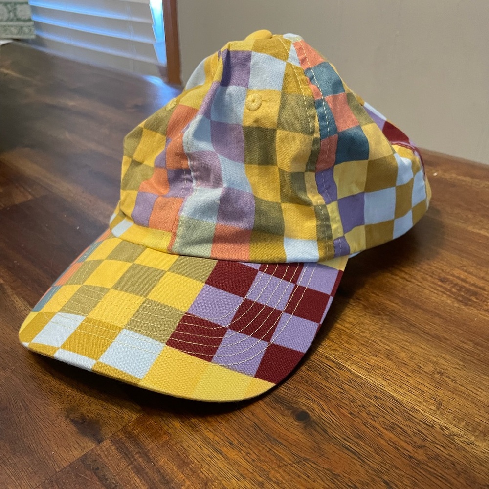 BAGGU Rare Discontinued Madras Colorful Checkered Organic Cotton Hat